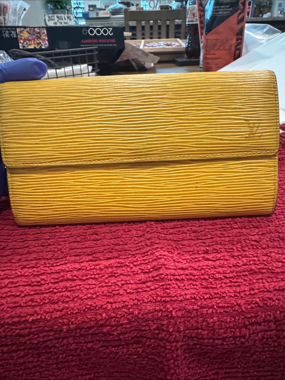 Louis Vuitton Yellow Epi Leather Wallet with COA and Chain